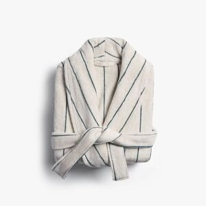 Parachute for Target Turkish Cotton Pinstripe Robe Parchment & Cove L/XL NWT